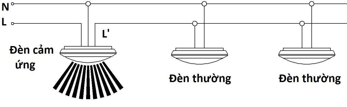 Đèn ốp trần cảm ứng MS326D có ngõ phụ ra đèn phụ công suất <30w