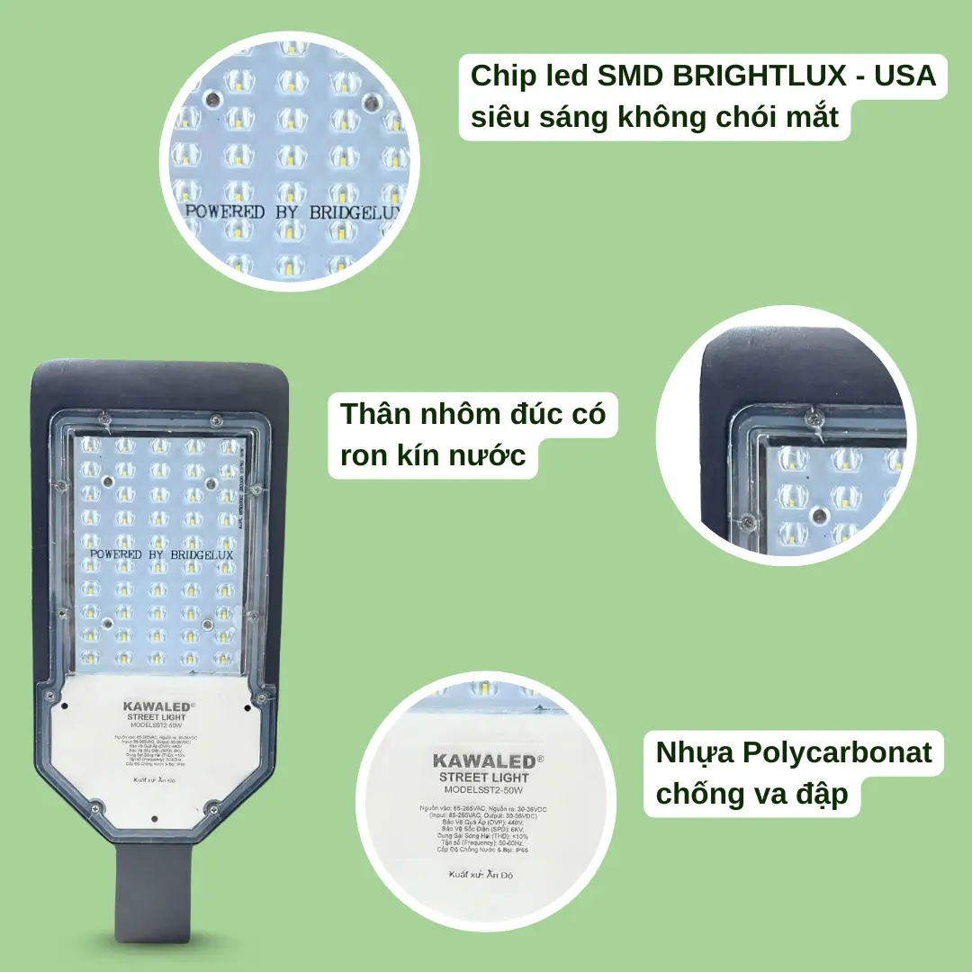 Cấu tạo đèn LED đường cảm ứng ánh sáng Kawaled SST2