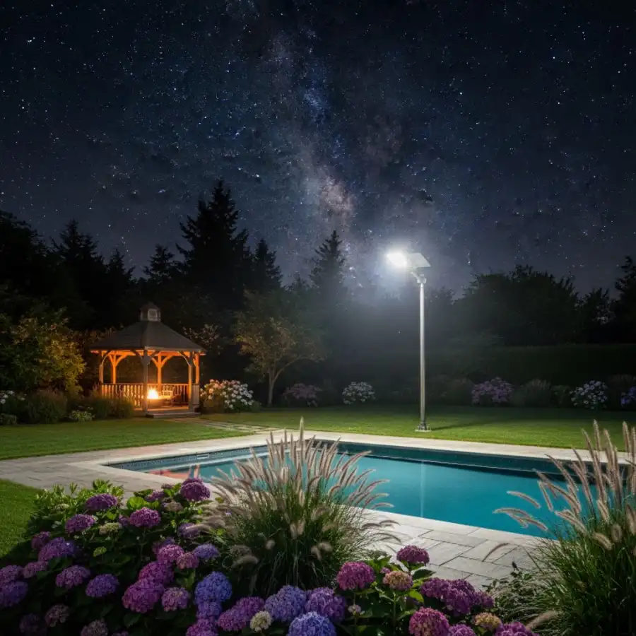 Đèn năng lượng mặt trời cao cấp chiếu sáng sân vườn và hồ bơi