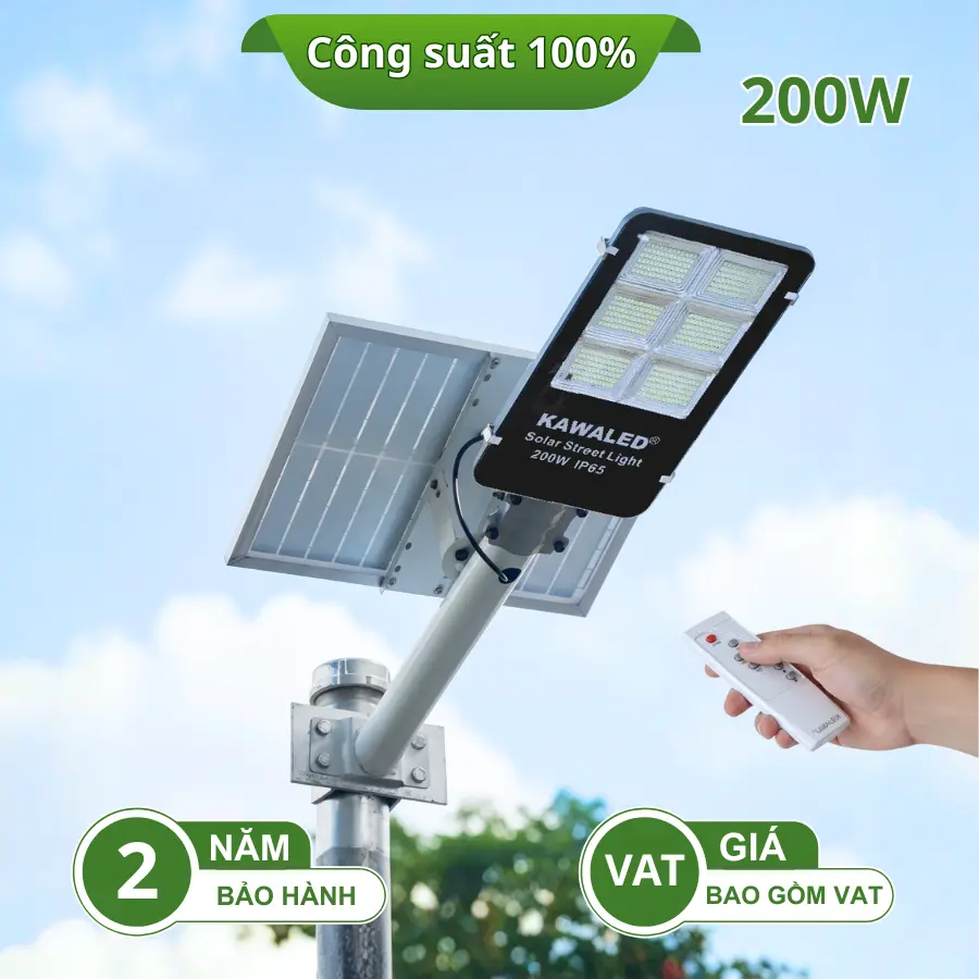 Đèn năng lượng mặt trời sân vườn chống nước 200W