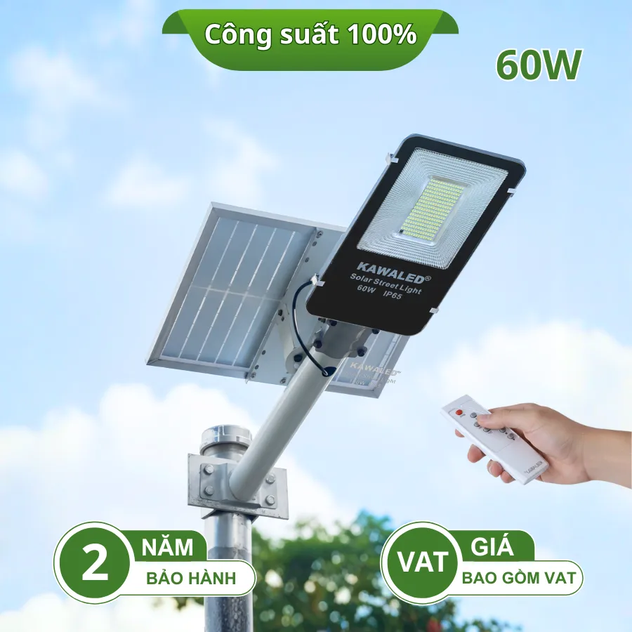 Đèn năng lượng mặt trời ngoài trời 60W Kawaled