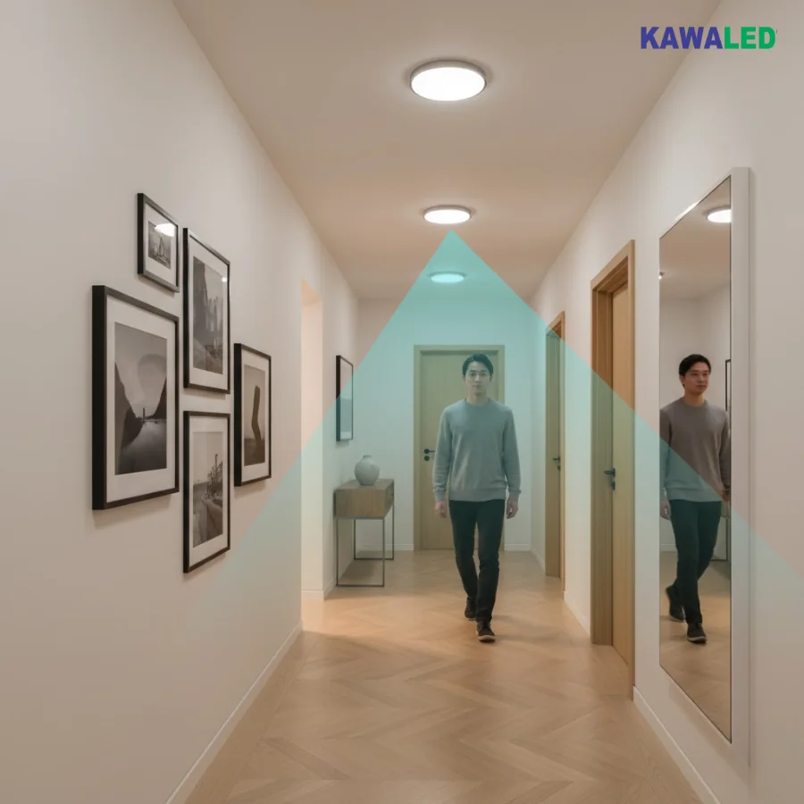 Đèn ốp trần cảm ứng vi sóng Kawasan chiếu sáng hành lang