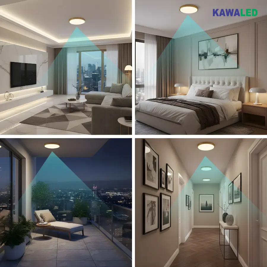 Ứng dụng thực tế đèn ốp trần cảm ứng Kawasan trong nhà ở