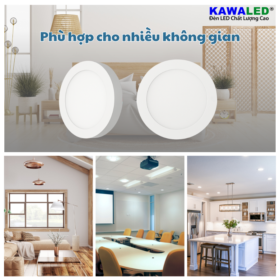 Đèn led ốp nổi trần đổi 3 màu phù hợp nhiều không gian