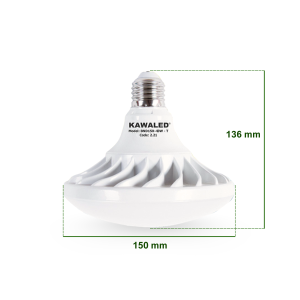 đèn led đĩa bay 40W Kawaled, kích thước 150x136mm