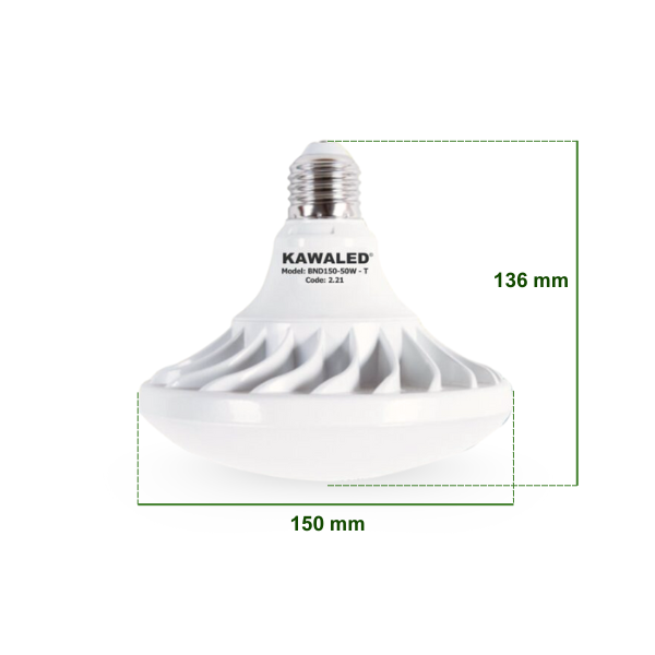 đèn led đĩa bay Kawaled 50W kích thước 150x136mm