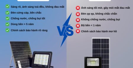 So sánh đèn pha năng lượng mặt trời chính hãng và đèn giá rẻ