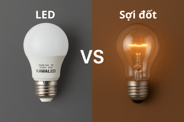 So sánh bóng đèn LED bulb tròn và bóng đèn sợi đốt