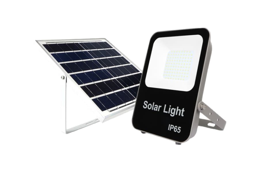 Bộ đèn pha năng lượng mặt trời gồm tấm pin và đèn LED tiêu chuẩn IP65