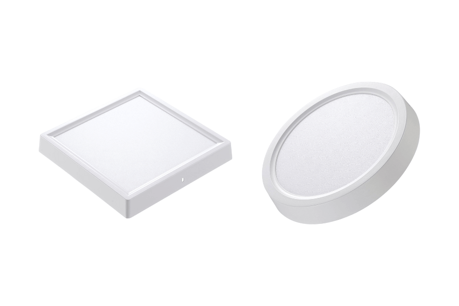 Đèn LED ốp trần nổi hình vuông và tròn phù hợp cho trần bê tông