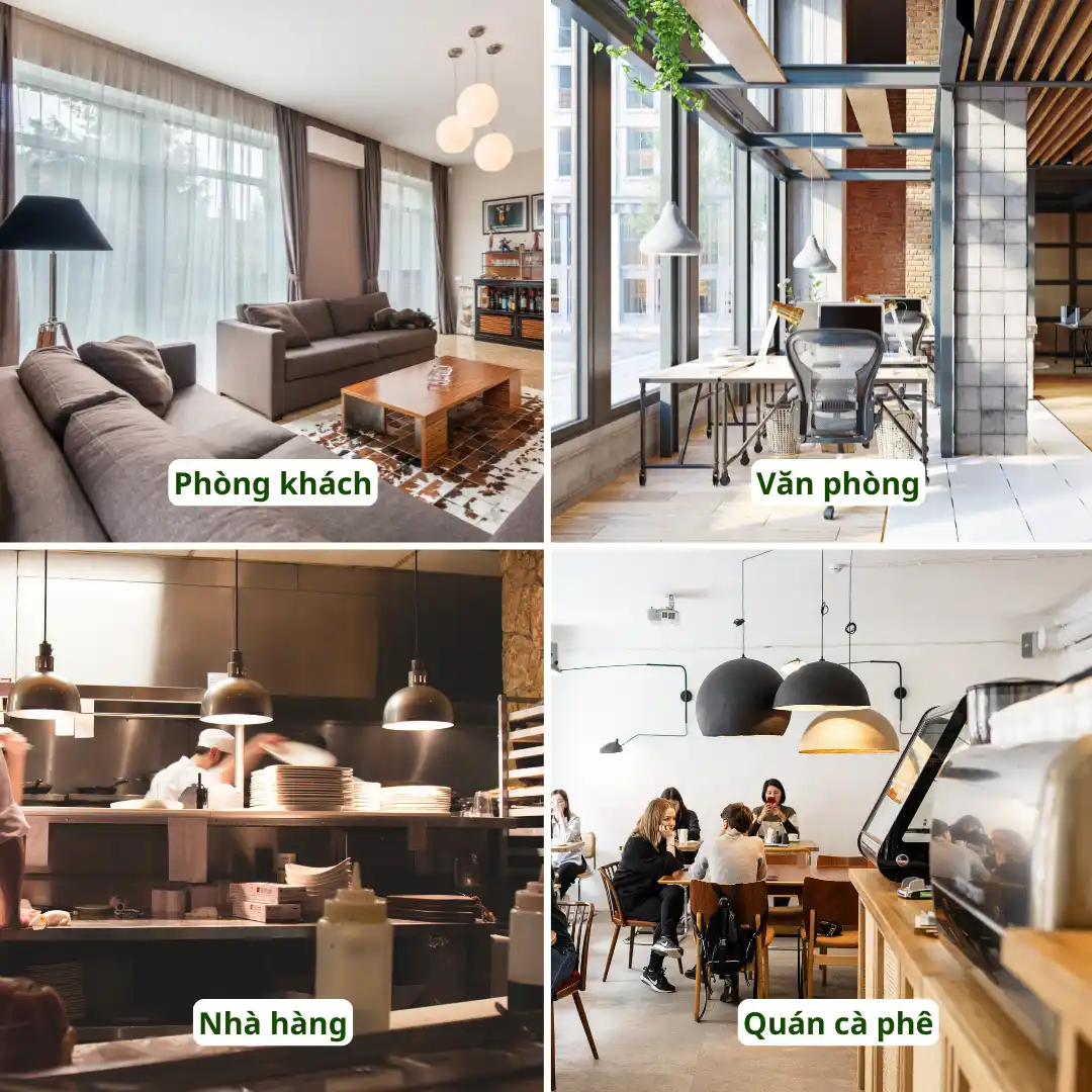 Đèn LED bulb trụ Kawaled chiếu sáng trong phòng khách, văn phòng, quán cà phê, nhà hàng