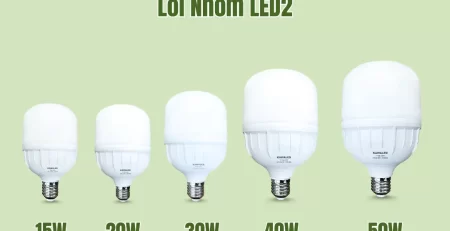 Đèn LED bulb trụ thân nhựa lõi nhôm LED2 Kawaled nhiều công suất