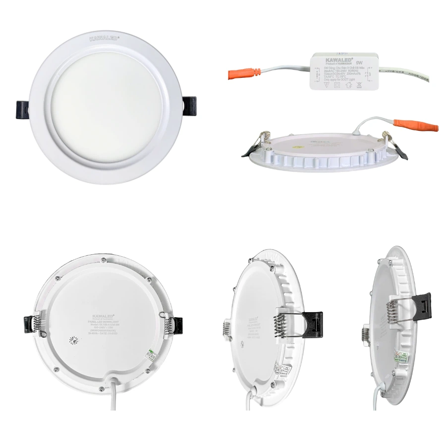 Cấu tạo chi tiết đèn LED âm trần DL-A-3M Kawaled với thân mỏng và tai cài linh hoạt