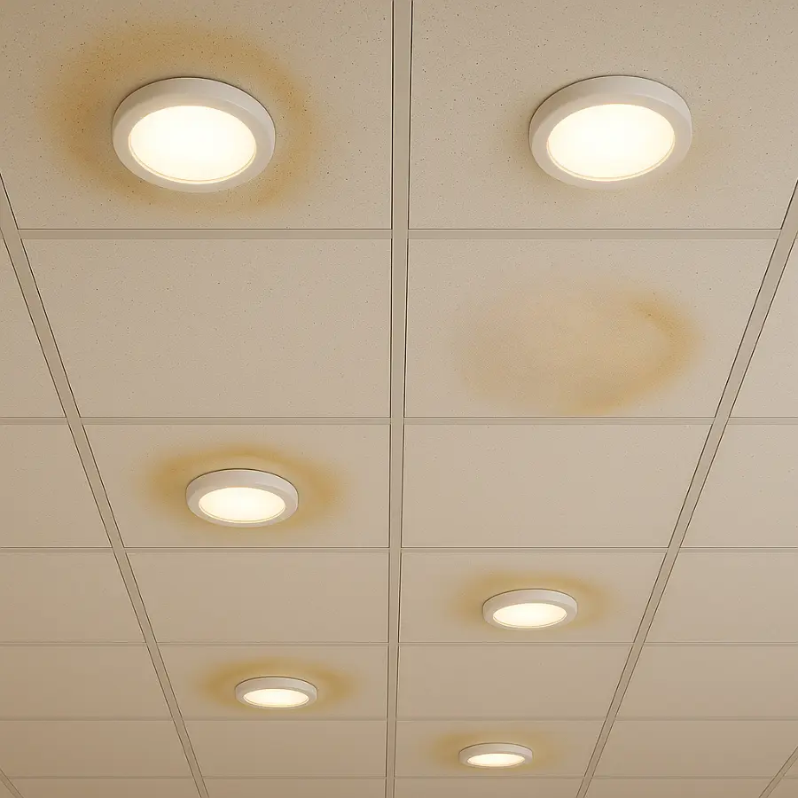Vết ố vàng xuất hiện quanh đèn led âm trần panel