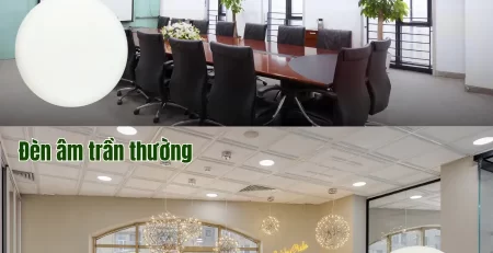 So sánh ánh sáng đèn LED âm trần DLK và đèn âm trần thường trong văn phòng
