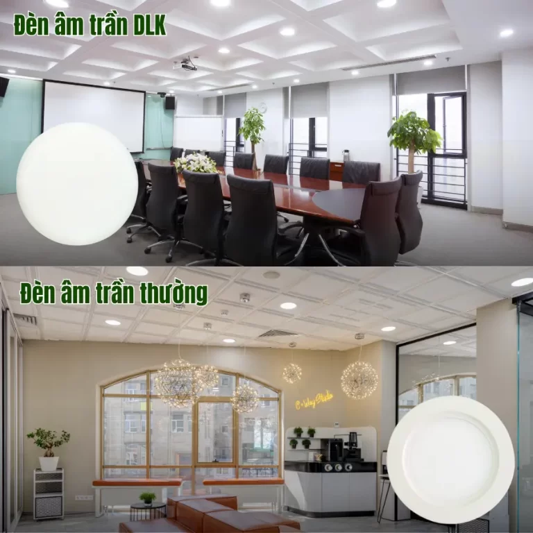 So sánh ánh sáng đèn LED âm trần DLK và đèn âm trần thường trong văn phòng