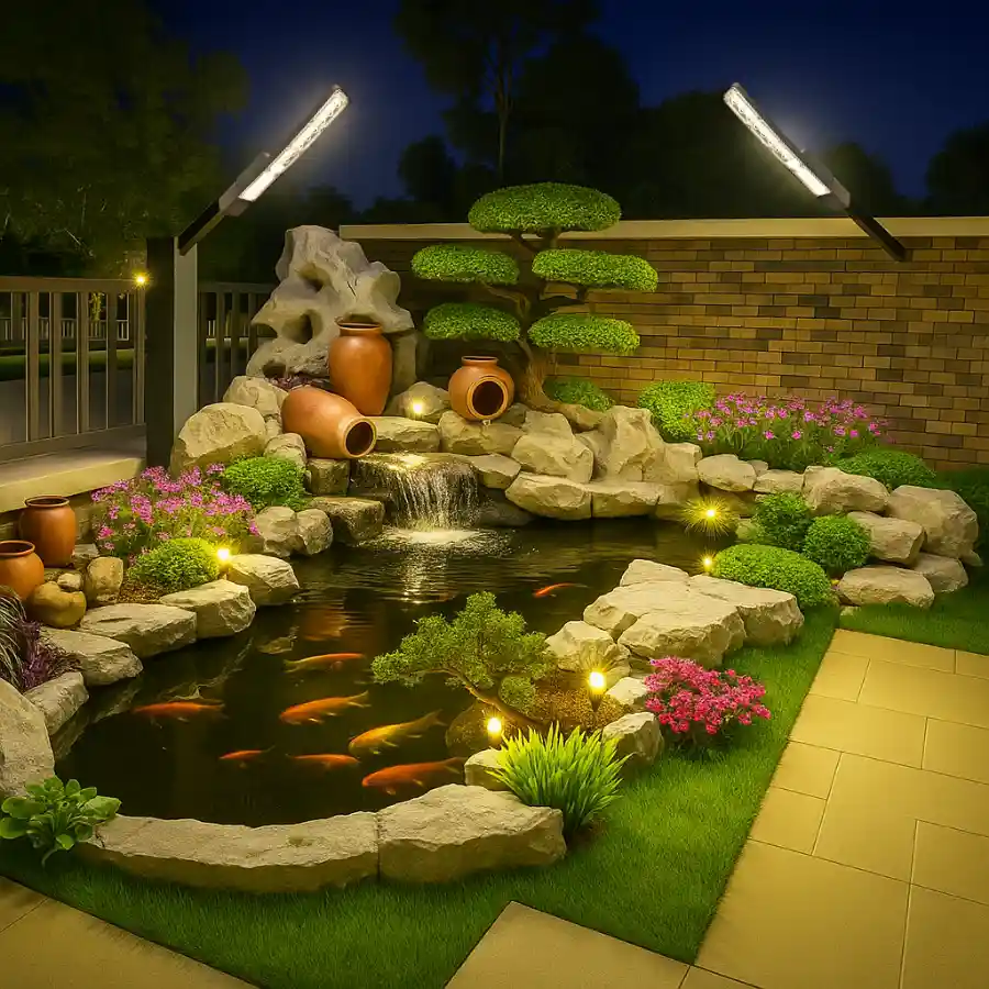 Đèn LED sân vườn chiếu sáng hồ cá Koi ngoài trời