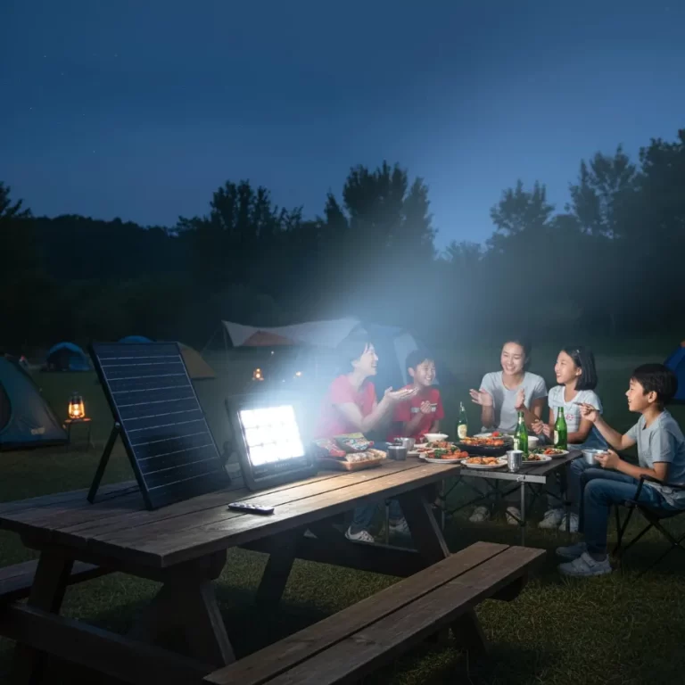 Bộ đèn năng lượng mặt trời SL2 kèm tấm pin và remote dùng trong buổi cắm trại gia đình