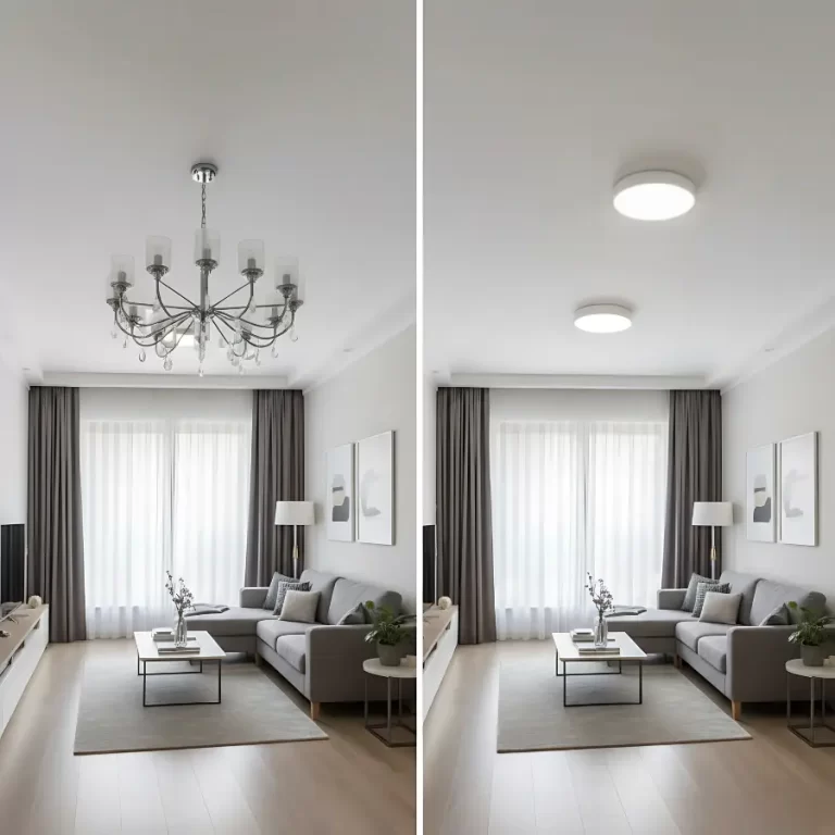 Thay đèn chùm bằng đèn LED trần giúp tiết kiệm không gian căn hộ nhỏ