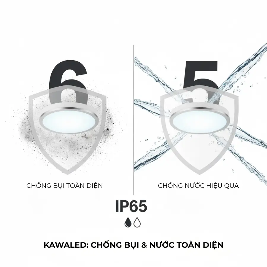 đèn ốp trần chống nước IP65, đèn ốp trần chống bụi Kawaled