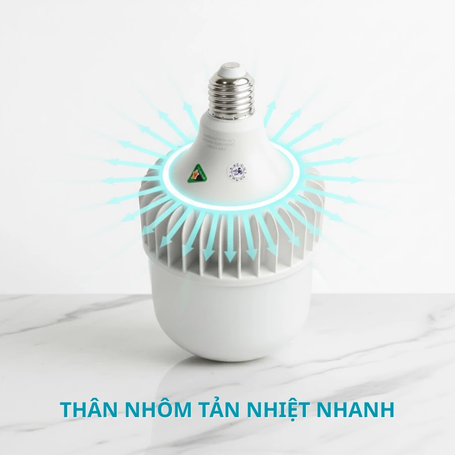 Thân nhôm đúc của đèn LED trụ Kawaled giúp tản nhiệt nhanh và giữ đèn luôn mát.