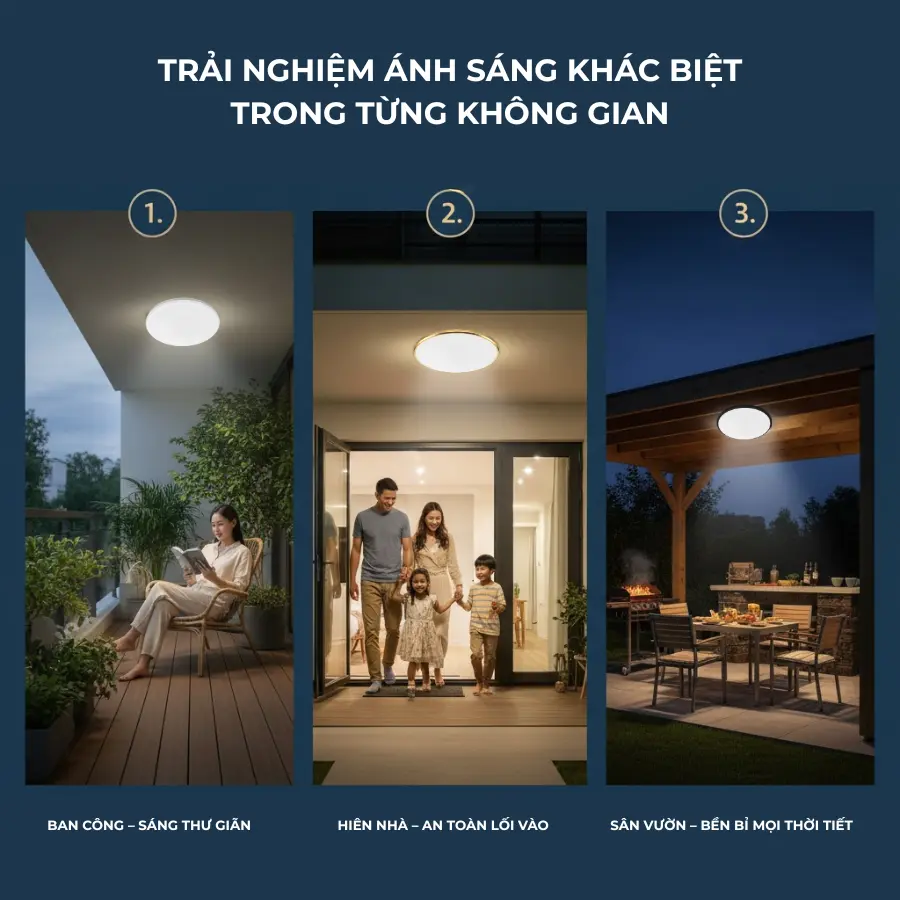 đèn ốp trần ban công, đèn ốp trần hiên nhà, đèn ốp trần sân vườn chống nước