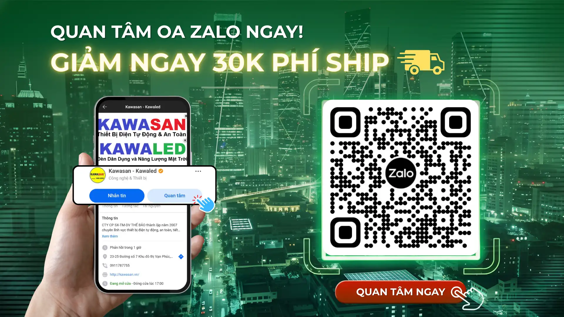 Quét mã quan tâm OA Zalo Kawasan Kawaled để nhận ưu đãi