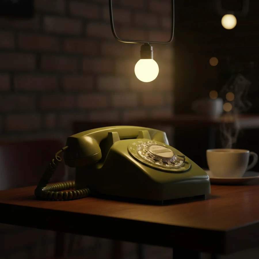 bóng led tròn vàng ấm chiếu sáng điểm decor quán cafe vintage