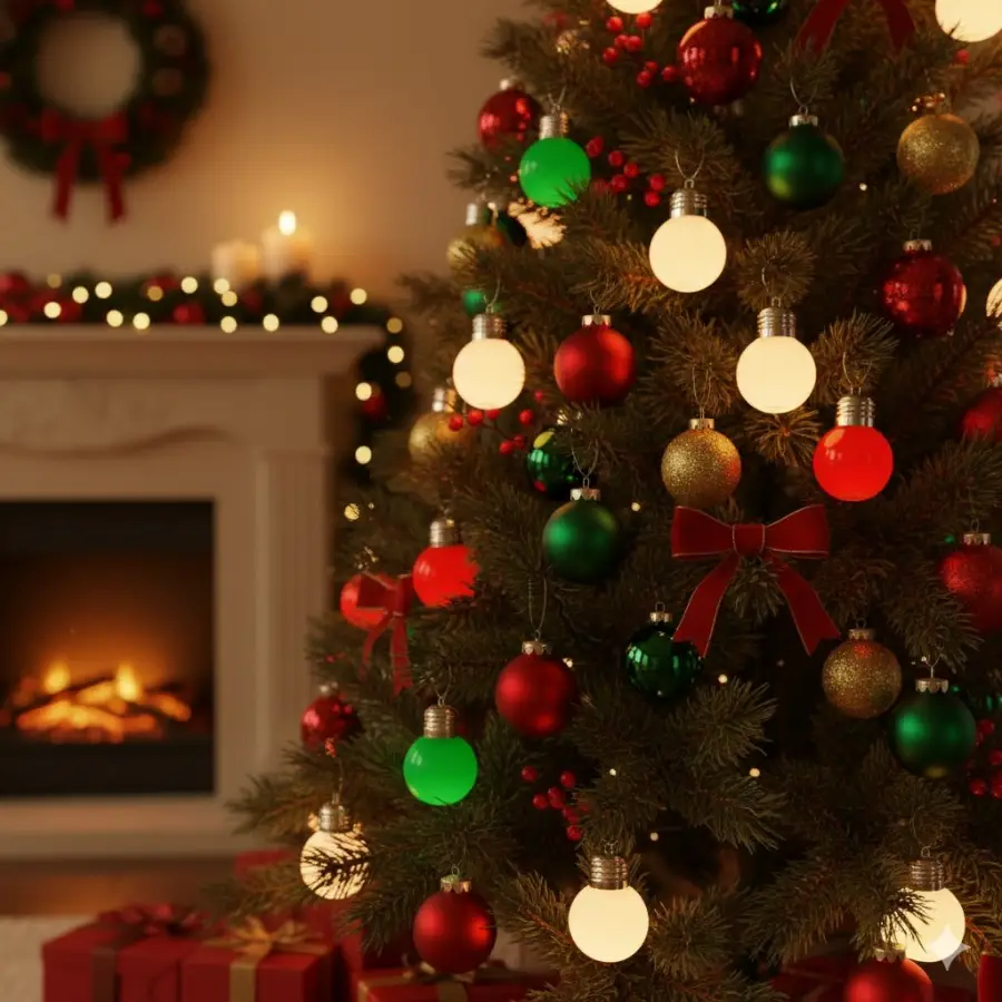 bóng led mini đỏ xanh lá vàng trang trí noel