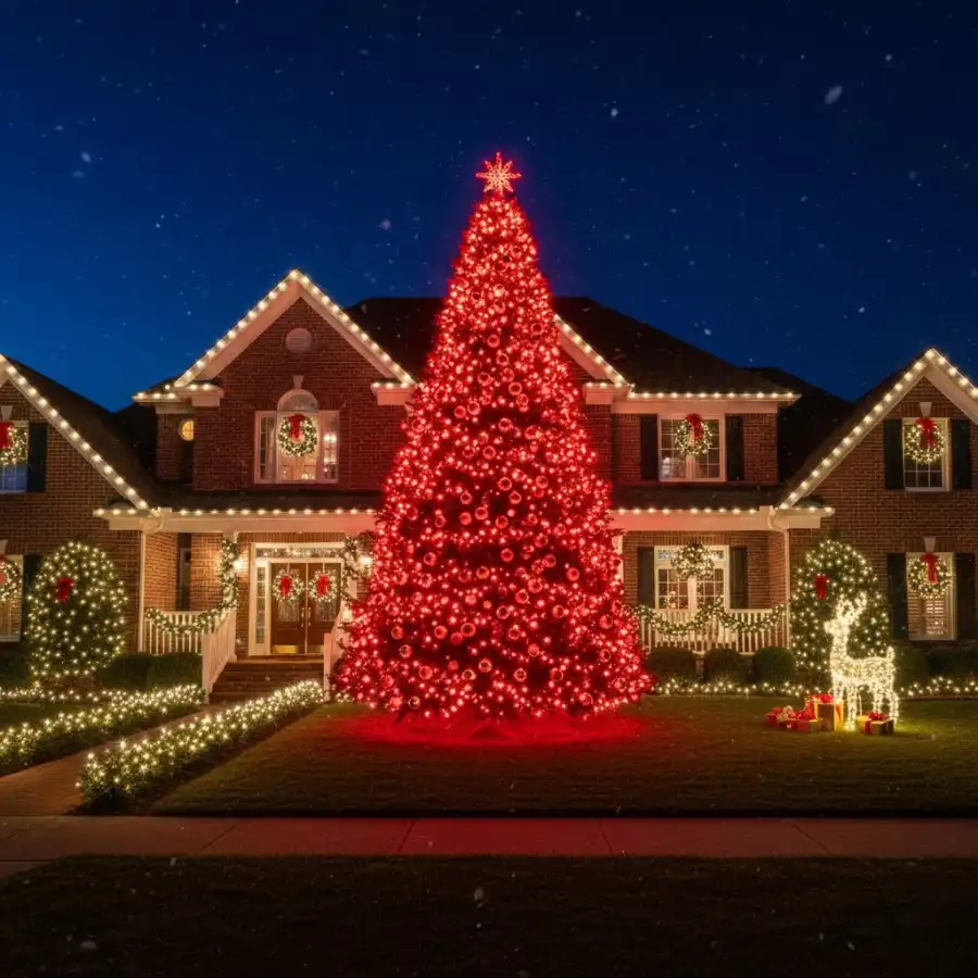 bóng led mini đỏ trang trí cây thông ngoài trời