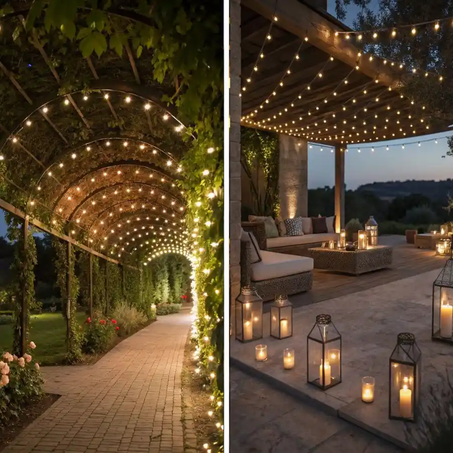 trang trí sân vườn bằng đèn trang trí ngoài trời chống nước kiểu bầu trời sao