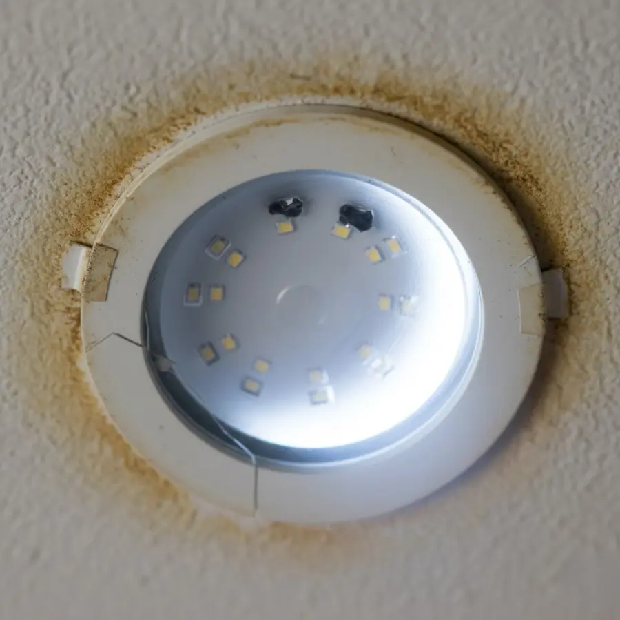 Đèn âm trần cũ xuống sáng, ố viền và dễ gây mỏi mắt khi sử dụng lâu dài