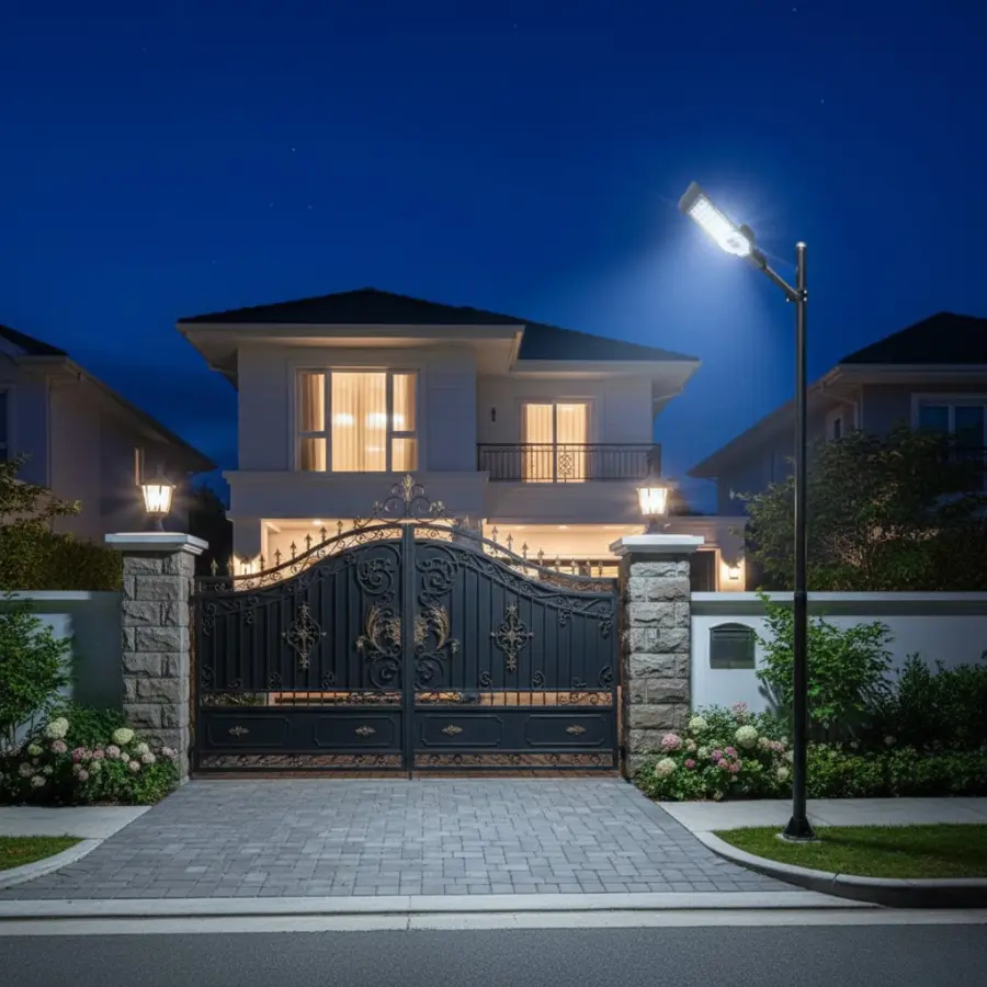 Đèn LED cảm ứng ánh sáng lắp trước cổng nhà giúp chiếu sáng ban đêm