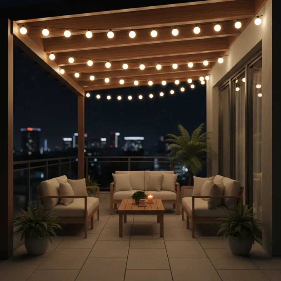 đèn trang trí ban công ngoài trời bằng bóng led 1w 2w ánh sáng vàng