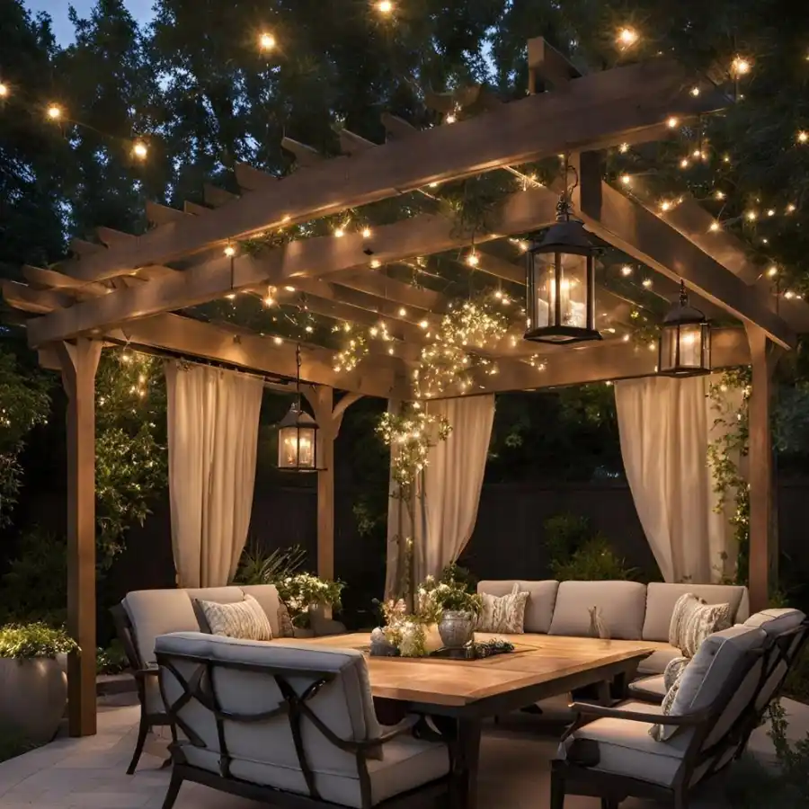 đèn trang trí ngoài trời chống nước treo dưới mái hiên tạo không gian chill