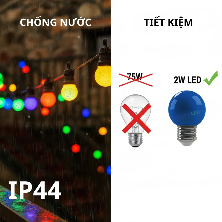 đèn led ngoài trời chống nước IP44 bóng led 2W Kawaled tiết kiệm điện