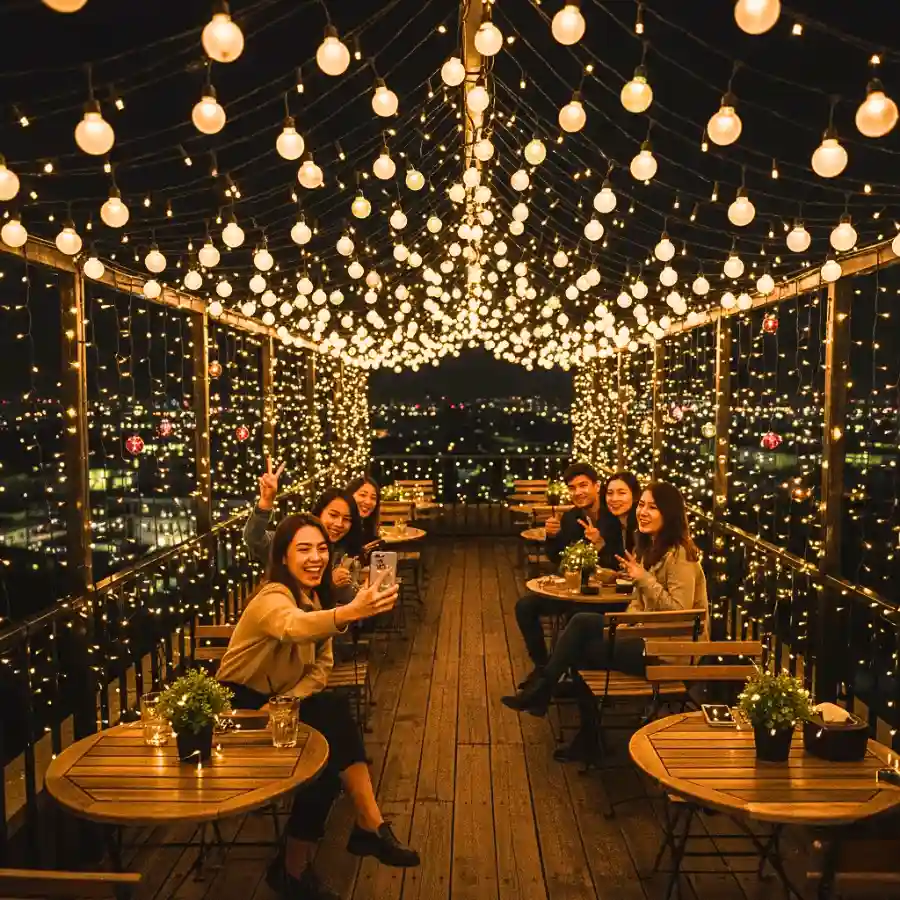 đèn treo thả bóng led 1w 2w decor quán cafe sân thượng