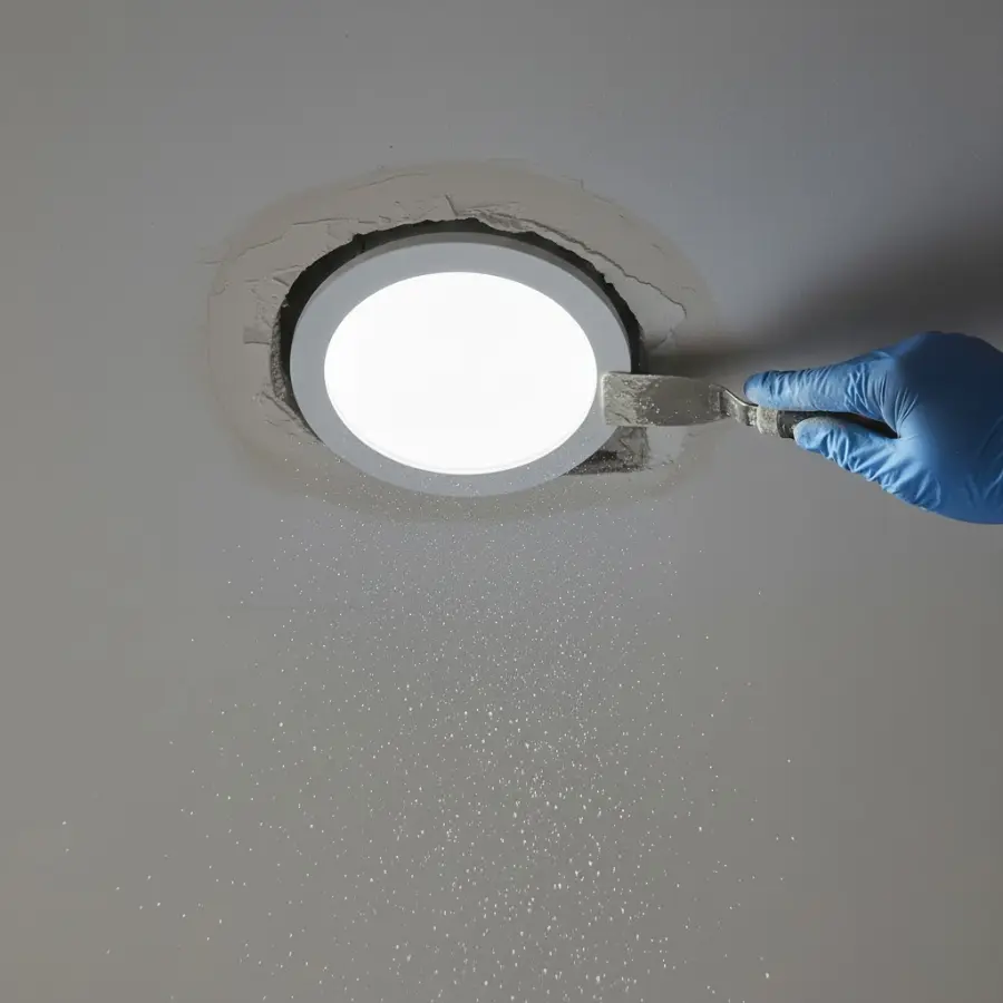 Đo lỗ cắt đèn âm trần trước khi lắp để tránh sai kích thước