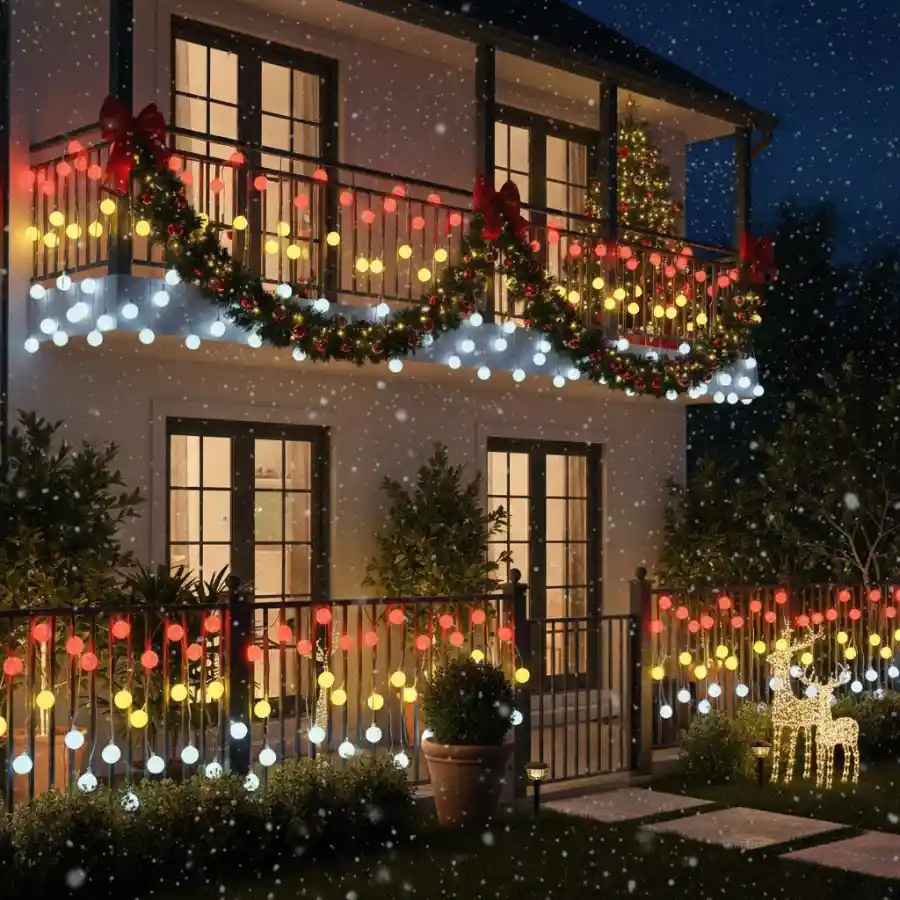 dây bóng led mini trang trí ban công noel ngoài trời