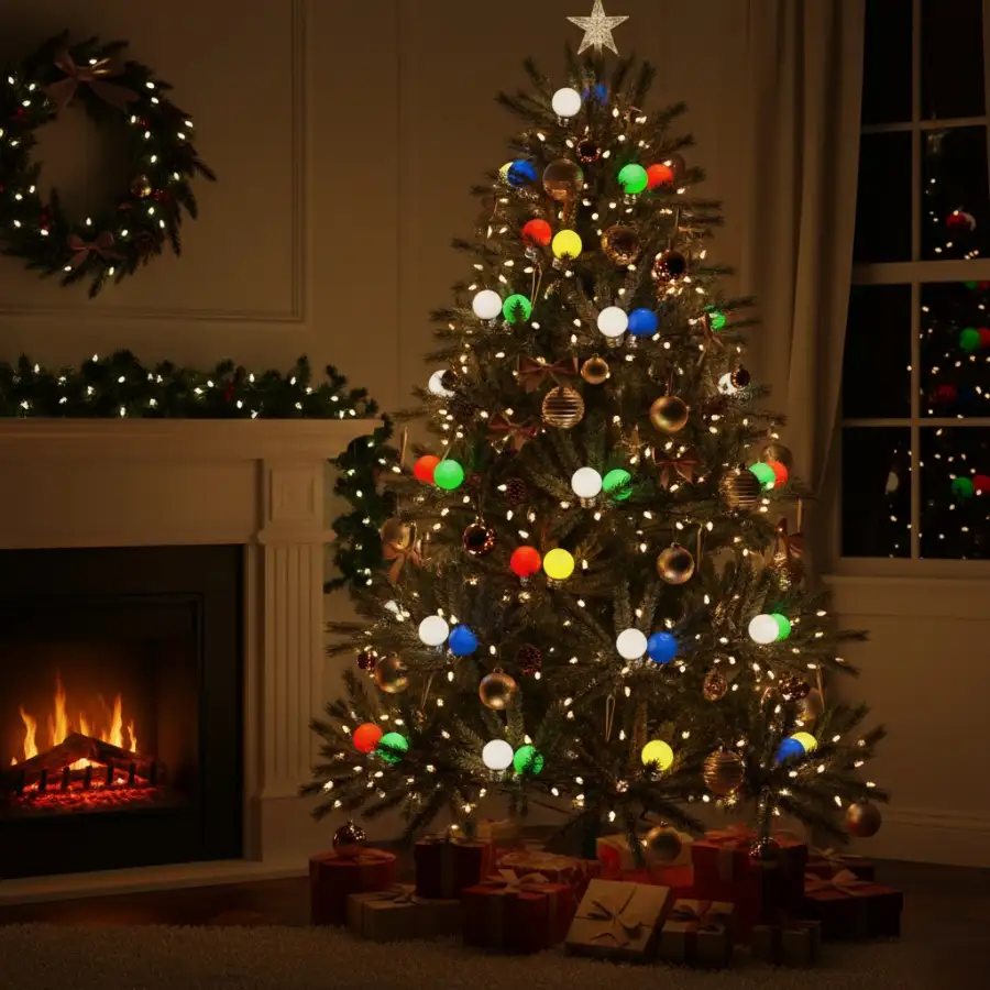 bóng đèn màu kawaled trang trí noel decor quán cafe