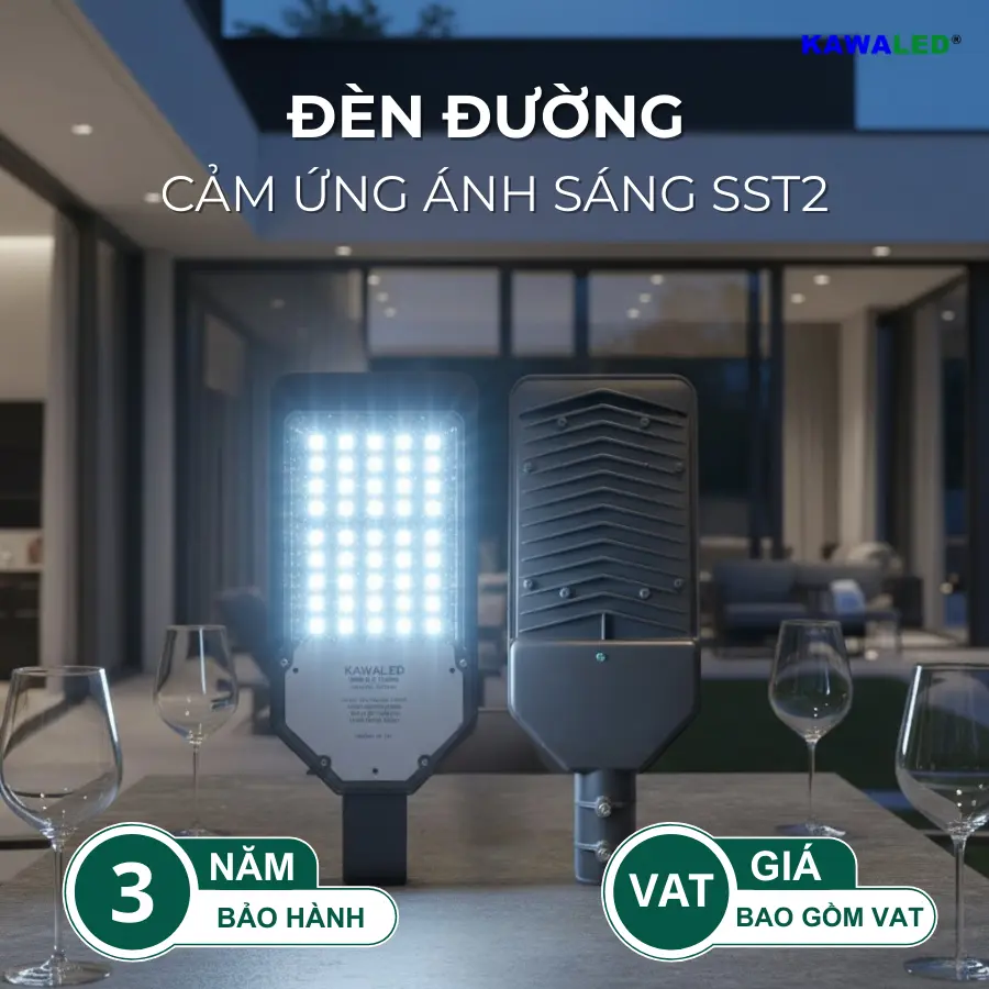 Đèn đường cảm ứng ánh sáng SST2 Kawaled chống nước IP66
