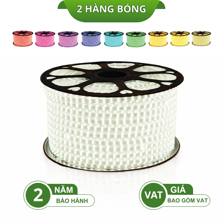 Đèn LED dây 2 hàng bóng FL-2H-2835 220V ánh sáng trắng chiếu sáng đều