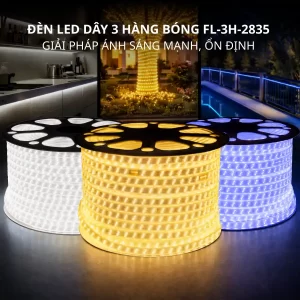 Đèn LED dây 3 hàng bóng 220V FL-3H-2835 chiếu sáng mạnh, ổn định