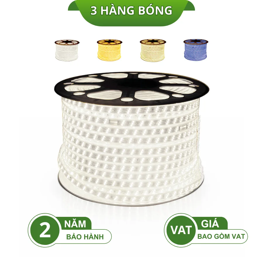 Đèn LED dây 3 hàng bóng 220V FL-3H-2835 nền trắng chính hãng