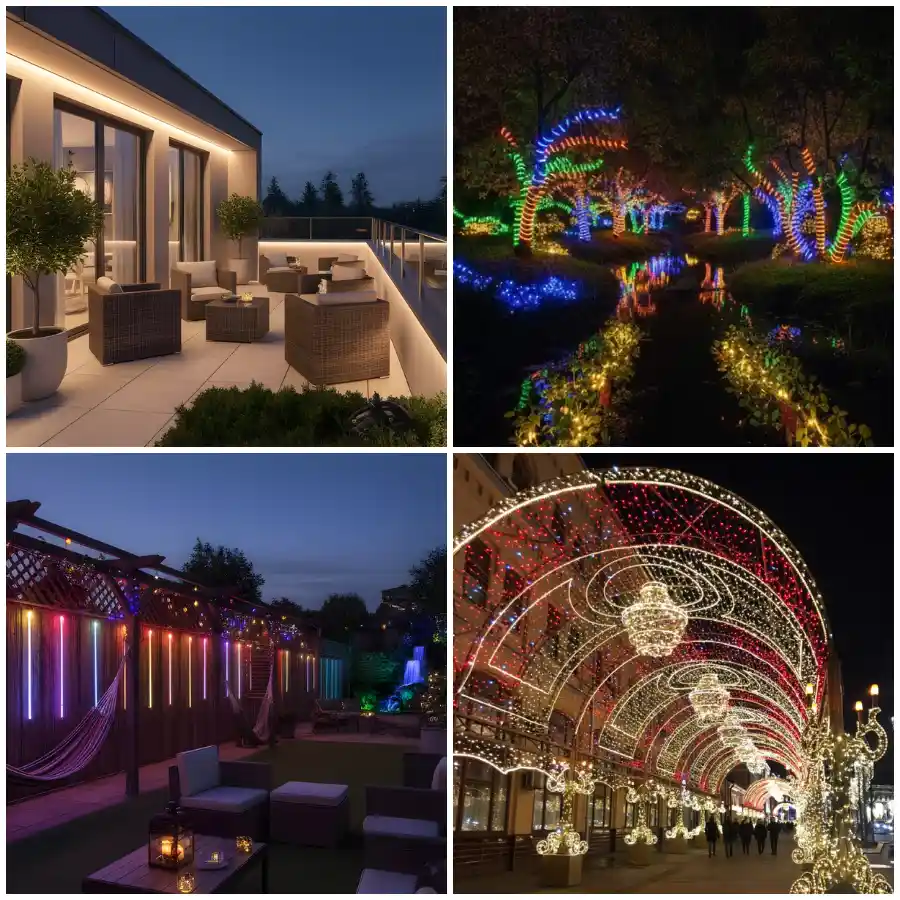 Đèn LED dây 5050 đổi màu trang trí ban công và sân vườn ngoài trời