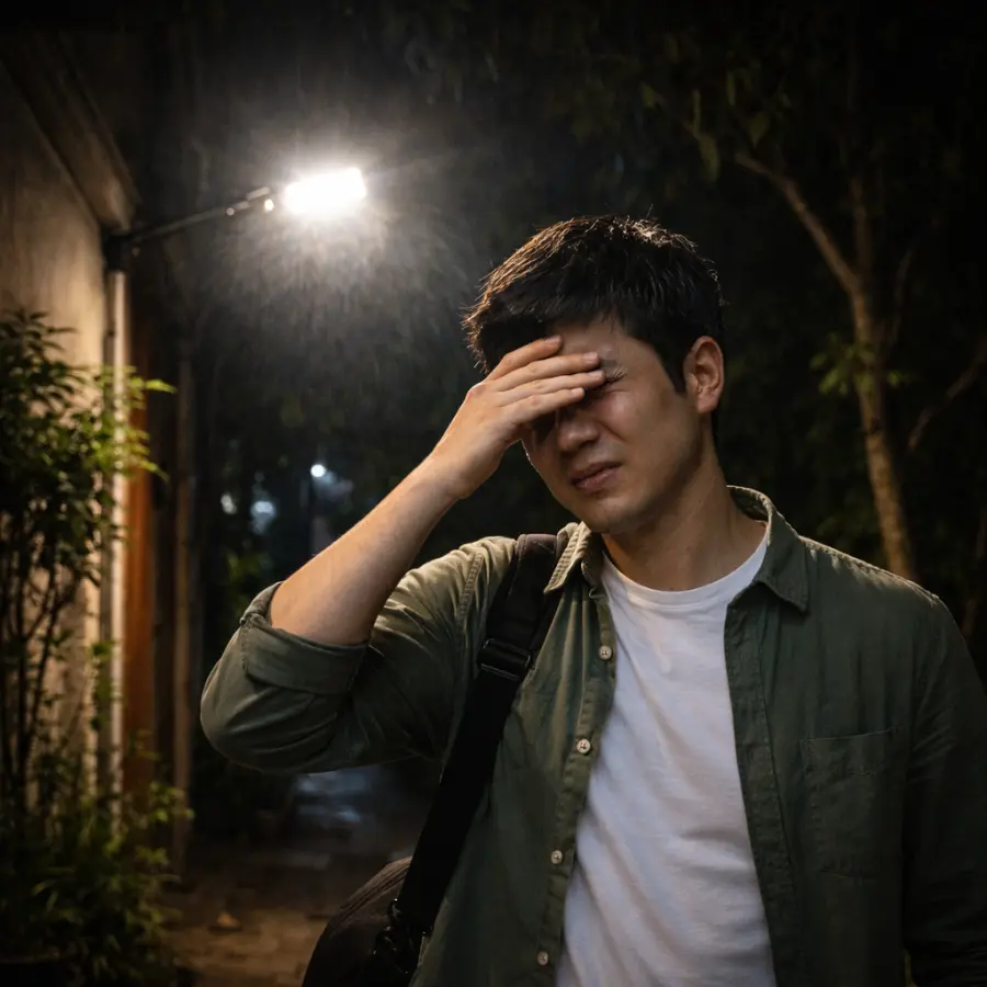 Đèn LED ngoài trời lắp quá thấp gây chói mắt cho người đi đường