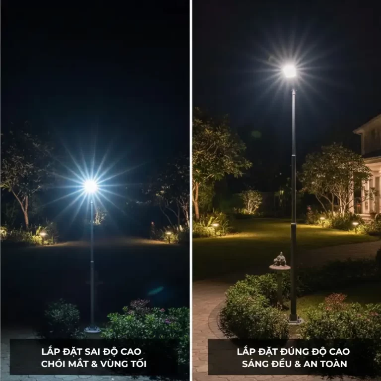Nguyên tắc chiếu sáng sân vườn ban đêm sáng đều không chói bằng đèn LED