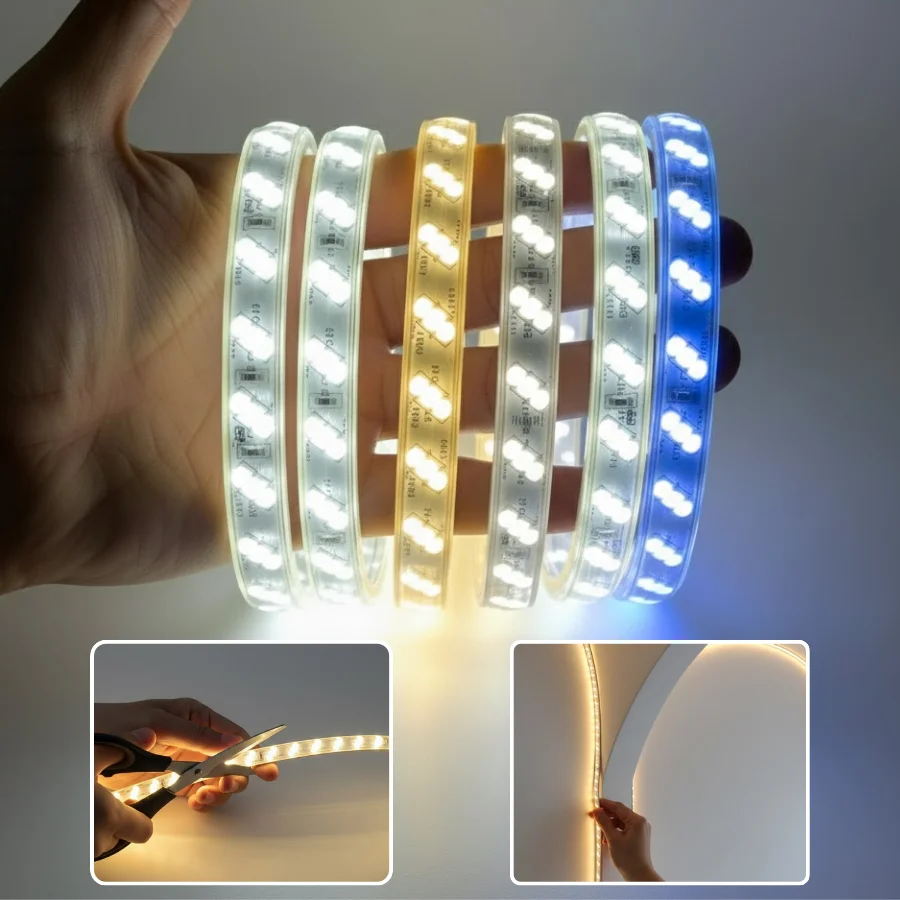 LED dây 3 hàng bóng 220V dễ cắt nối và uốn cong