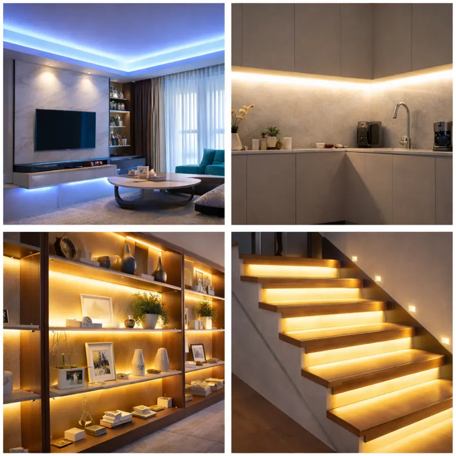 LED dây 3 hàng bóng hắt trần trang trí nội thất hiện đại