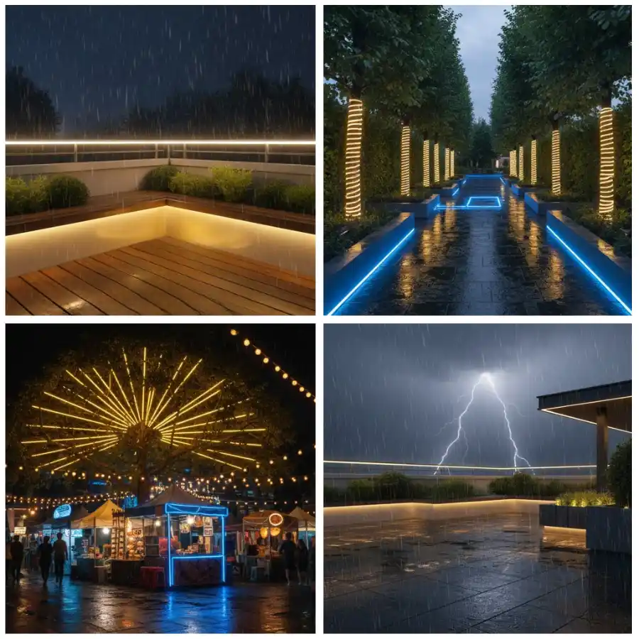 LED dây 3 hàng bóng ngoài trời IP65 quấn cây trang trí